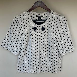 Bob Mackie Laser Cut Black and White Polka Dot Bolero Jacket